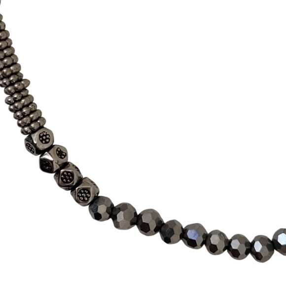 Unique Eclectic Sparkly Dark Silver Beaded Necklace - Picture 4 of 5
